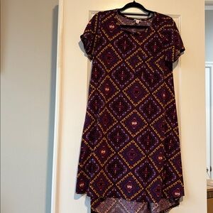 Lularoe Carly Geometric and Elephants Patterned Dress - Multicolor